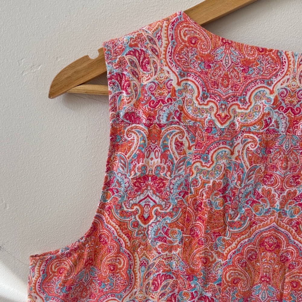 J. Jill Love Linen Sleeveless Paisley Midi Dress - Picture 9 of 11